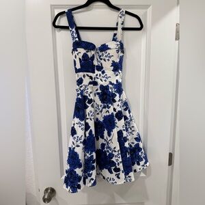Floral Blue and White Dress